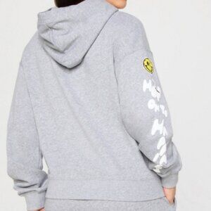 Fabletics Year Round Terry Hoodie – Classic Grey Heather/Smiley – Size S – NWT